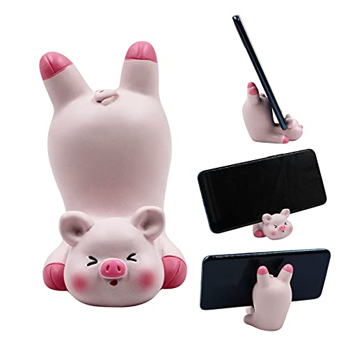 LEOMOSTE Cute Lovely Pink Pig Cell Phone Stand Holder Desktop Tablet Office Decor Home Ornament, Compatible with 4-8inch Smartphone