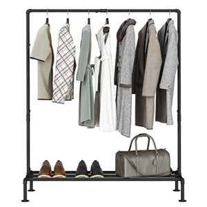 snughome heavy duty clothes rack, industrial pipe style garment rack with shelf, commercial grade heavy duty detachable clothing coat rack holder with 4 stable feet for clothing storage display