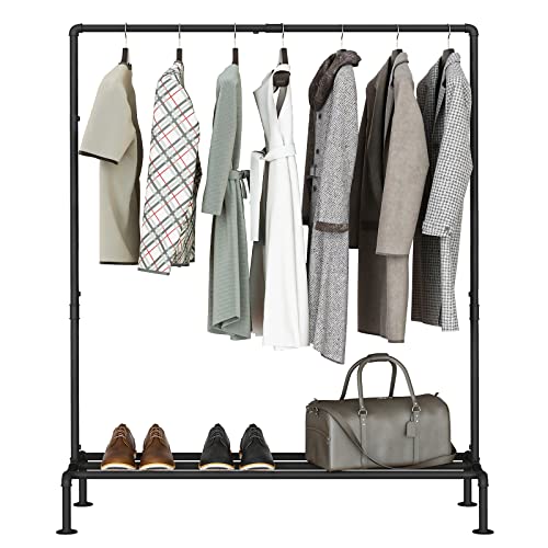 Snughome Heavy Duty Clothes Rack, Industrial Pipe Style Garment Rack with Shelf, Commercial Grade Heavy Duty Detachable Clothing Coat Rack Holder with 4 Stable Feet for Clothing Storage Display