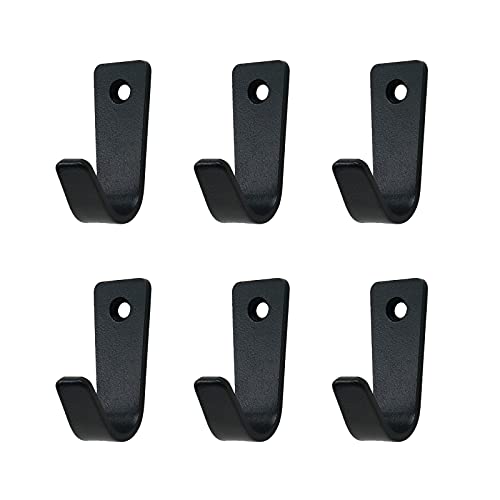 Savagrow 6pcs Single Hole Wall Mounted J-Type Clothes Hook Small Hooks for Hanging Cup,Coat,Hat,Bag,Towels with Screw, Black