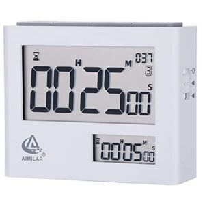 a aimilar dual screen pomodoro timer clock - digital countdown kitchen interval timer with alarm clock pomodoro 25, 5 minute adjustable productivity timer for cooking, classroom, kids, fitness