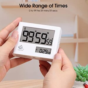 A AIMILAR Dual Screen Pomodoro Timer Clock - Digital Countdown Kitchen Interval Timer with Alarm Clock Pomodoro 25, 5 Minute Adjustable Productivity Timer for Cooking, Classroom, Kids, Fitness