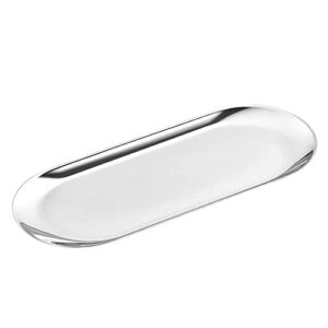 1 pcs 9 inch x 3.8 inch trinket tray, silver stainless steel, for serving trays towel storage dish plate tea fruit trays cosmetics jewelry plate decorative storage tray