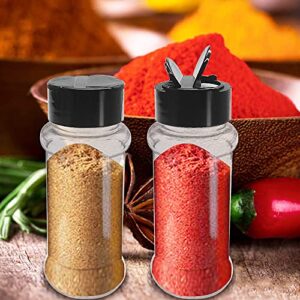 16 Pcs Plastic Spice Jars 3.5oz/100ml,Empty Seasoning Storage Containers,Clear Reusable Shaker Bottles with Black Cap for Spice,Pepper,Herbs