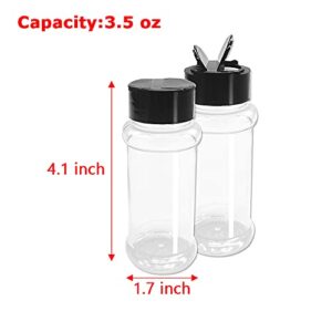 16 Pcs Plastic Spice Jars 3.5oz/100ml,Empty Seasoning Storage Containers,Clear Reusable Shaker Bottles with Black Cap for Spice,Pepper,Herbs