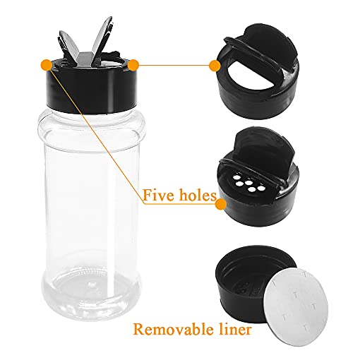 16 Pcs Plastic Spice Jars 3.5oz/100ml,Empty Seasoning Storage Containers,Clear Reusable Shaker Bottles with Black Cap for Spice,Pepper,Herbs
