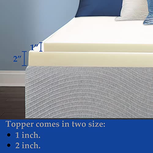 Treaton 1-inch Soft Foam Toppers with Orthopedic Benefits | Provides Proper Back Support and Relieves Pain, Extends Mattress Topper Life, Improves Better Posture, Queen, White