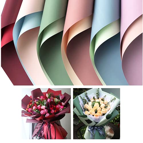 JOSON 30 sheets/6 color Double sided flower wrapping paper gift packaging Floral Arrangements DIYcraft project 23X23in(58x58cm)