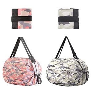 plumeria rubra two pieces foldable shopping bag portable large capacity reusable grocery bag daily commuting picnic camping storage bag