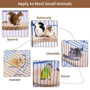 ROZKITCH 5 PCS Hamster Platform, Squirrel Gerbil Chinchilla Dwarf L-Shaped Pedal Natural Wood Activity Playground, Parrot Round Standing Board*2, Bird Perch Cage Toy*2, Play Gym Tray Cage Accessories