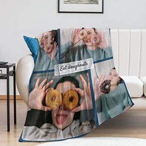 Artsadd Custom Blankets with 4 Photos, Picture Collage Customized Blankets, Personalized Throw Blanket for Dad, Mom, Kids, Friends or Lover, Birthday, Father's Day, Valentines Gifts 60"x80"