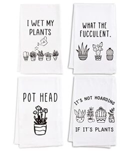vastsea plant gifts for plant lovers-i wet my plants funny kitchen dish towels,plant stuff,unique gifts for women,cactus succulent gifts,housewarming gifts for gardeners,crazy plant lady,set of 4