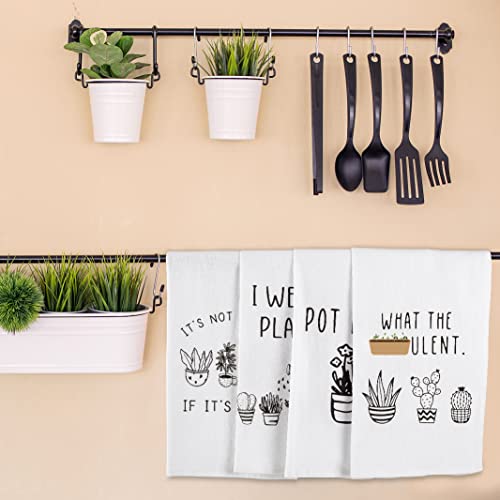 Vastsea Plant Gifts for Plant Lovers-I Wet My Plants Funny Kitchen Dish Towels,Plant Stuff,Unique Gifts for Women,Cactus Succulent Gifts,Housewarming Gifts for Gardeners,Crazy Plant Lady,Set of 4