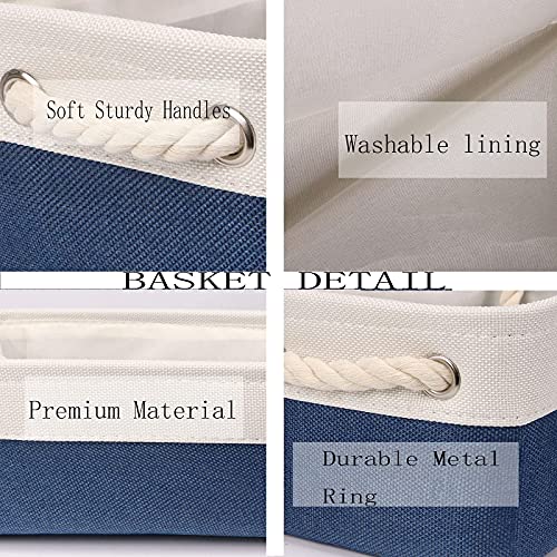 Bidtakay Baskets Set Fabric Storage Bins-Navy Blue Bundled Baskets of 2 Large Baskets 16" X 11.8" X 11.8" + 6 Small Baskets 11.8" X 7.8" X 5" for Closet, Shelves
