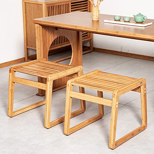 JIKUGO Bamboo Detachable Soft Square Chair - Dining Chair,Plain Bamboo Seat for Home and Kitchen(Wood Color)