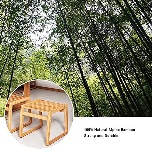 JIKUGO Bamboo Detachable Soft Square Chair - Dining Chair,Plain Bamboo Seat for Home and Kitchen(Wood Color)