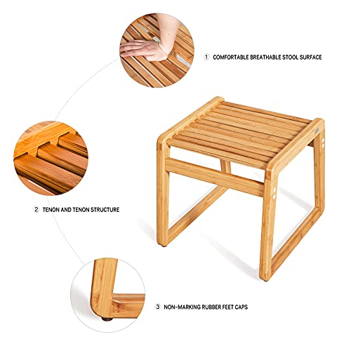 JIKUGO Bamboo Detachable Soft Square Chair - Dining Chair,Plain Bamboo Seat for Home and Kitchen(Wood Color)