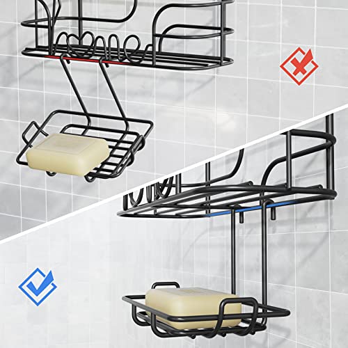 SRIWATANA Shower Caddy Organizer Hanging Over Head, Bathroom Shower Rack Hanger No-Rust with Soap Dish - Black