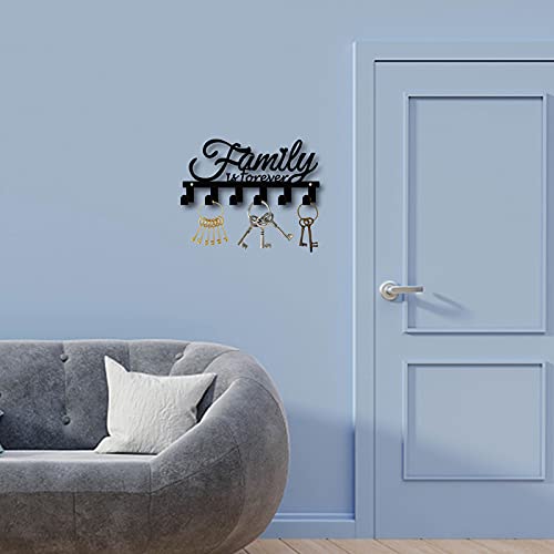 GORGECRAFT Key Holder Cast Iron Wall Hanger Coat Rack Wall Mounted Family Home Decorative with 6 Hooks for Jewelry Keys Hat Backpack Clothes Pet Leash Umbrella Organizer, Black