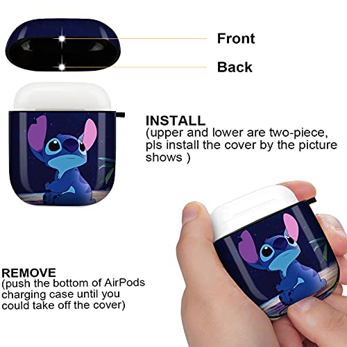 Airpods Case Designed for Apple AirPods 2 & 1,Full Protective Case Cover with Keychain and Lanyard, Shockproof Anti Case for Airpods Charging Case (Looking up to Stitch)