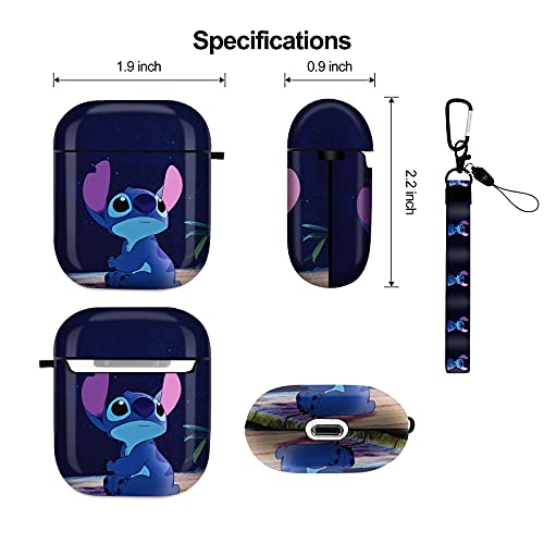 Airpods Case Designed for Apple AirPods 2 & 1,Full Protective Case Cover with Keychain and Lanyard, Shockproof Anti Case for Airpods Charging Case (Looking up to Stitch)