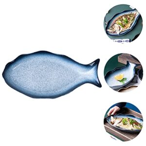 Cabilock Serving Platter Dishes Ceramic Serving Platter Decorative Snack Storage Platter Fish Shaped Plate for Meat Sushi Rolls Appetizers Party or Daily Use