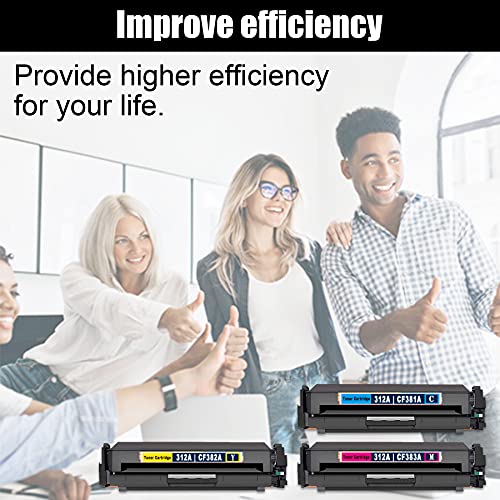 3 Pack (1Cyan+1Yellow+1Magenta) Remanufactured 312A CF381A 312A | CF382A CF383A Toner Cartridge Compatible Replacement for HP Color Color Pro MFP M476dw CF387A M476dn Printer Ink Cartridge.