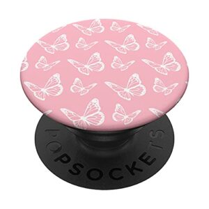 cute pink white butterfly aesthetic print butterflies popsockets swappable popgrip