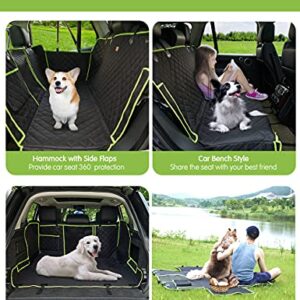 nzonpet 4-in-1 Dog Car Seat Cover, 100% Waterproof Scratchproof Dog Hammock with Big Mesh Window, Durable Nonslip Dog Seat Cover, Pets Dog Back Seat Cover Protector for Cars Trucks SUVs - Green