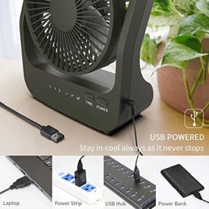 ALAGOON D Battery Operated Fan Portable for Hurricane, 214 H Super Long Lasting Desk Fan with Timer, 5'' Desk Fan Portable for room and camping, Quiet USB Fan for Office Bedroom, 3 Speeds (Blue)