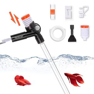 hachtecpet aquarium gravel vacuum cleaner: quick fish tank siphon cleaning with algae scrapers air-pressing button water changer kit for water changing | sand cleaner