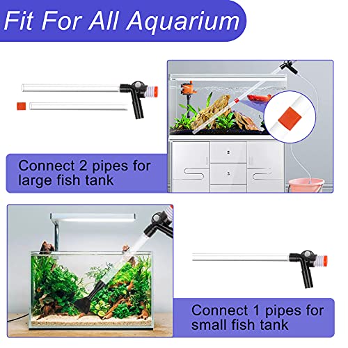 Hachtecpet Aquarium Gravel Vacuum Cleaner: Quick Fish Tank Siphon Cleaning with Algae Scrapers Air-Pressing Button Water Changer kit for Water Changing | Sand Cleaner