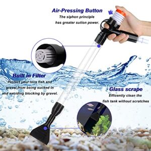 Hachtecpet Aquarium Gravel Vacuum Cleaner: Quick Fish Tank Siphon Cleaning with Algae Scrapers Air-Pressing Button Water Changer kit for Water Changing | Sand Cleaner