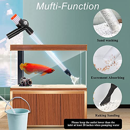 Hachtecpet Aquarium Gravel Vacuum Cleaner: Quick Fish Tank Siphon Cleaning with Algae Scrapers Air-Pressing Button Water Changer kit for Water Changing | Sand Cleaner