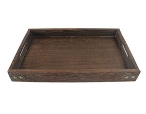 12.5 inch little storage tray with handles, wood serving tray, decorative nesting tray for cups, remotes