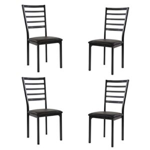 lexicon arin faux leather metal frame dining chairs (set of 4), 19" sh, black