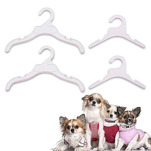 20PCS Pet Clothes Rack Hangers Adorable Durable Functional Plastic Pet Costume Hangers Dogs Cats Small Baby Toddler Clothes Hangers for Home Pets Photo Studio Baby Photo Studio S/L Size (White)