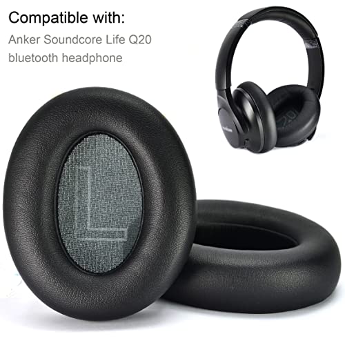 Life 2 Earpads – defean Ear Cushion Softer Protein Leather Replacement Ear Pads Compatible with Anker Soundcore Life 2 / Q20 / Q20+ / Q20 BT Headset, Softer Leather,High-Density Noise Cancelling Foam