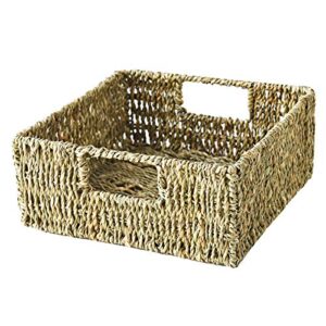 yireaud water hyacinth storage baskets,hand-woven storage baskets with wooden handles,water hyacinth wicker baskets for organizing,trapezoid decorative baskets