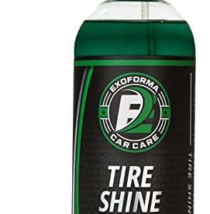 ExoForma Tire Shine - Solvent Based Durable Tire Dressing, Easy to Apply & Lasts Weeks On Tires, Leaves Behind a Matte & Satin Deep Black Look