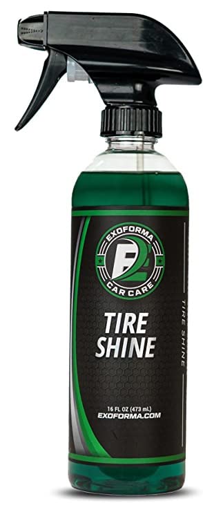 ExoForma Tire Shine - Solvent Based Durable Tire Dressing, Easy to Apply & Lasts Weeks On Tires, Leaves Behind a Matte & Satin Deep Black Look