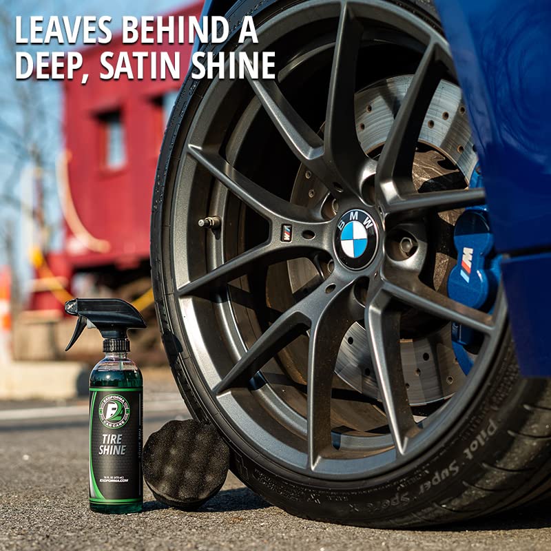 ExoForma Tire Shine - Solvent Based Durable Tire Dressing, Easy to Apply & Lasts Weeks On Tires, Leaves Behind a Matte & Satin Deep Black Look