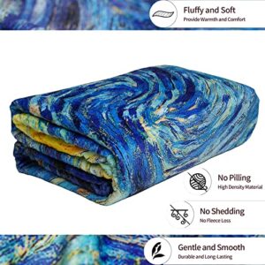 Van Gogh Fleece Blanket Art Throw Blanket for Kids Girls Boys Teens Adults, Super Soft Warm Lightweight Plush Flannel Blanket for Gifts Bedding,Sofa,Travel,Camping,Office (Starry Night, 80"L x 60"W)