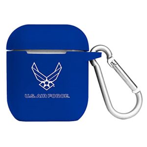 audiospice collegiate us air force silicone cover for apple airpods (1st and 2nd generation) charging case with carabiner