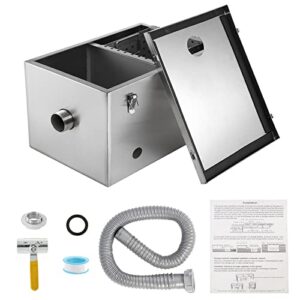 ironwalls 8lbs top inlet commercial grease interceptor, stainless steel grease trap 4 gallon, under sink grease trap waste water oil-water separator for restaurant, cafe, canteen, factory, kitchen