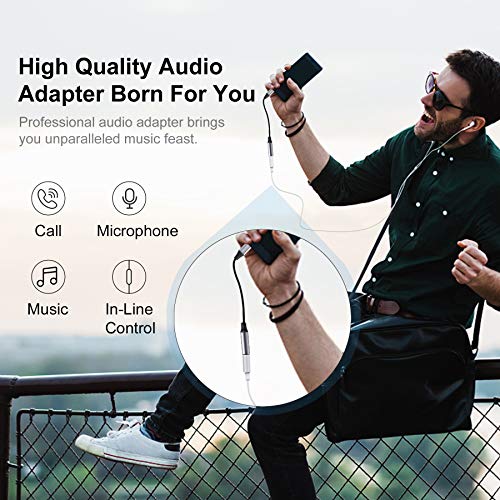 HOTEC USB Type C to 3.5mm Audio Adapter, USB C Headphone and Microphone Adapter 2Pack