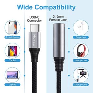 HOTEC USB Type C to 3.5mm Audio Adapter, USB C Headphone and Microphone Adapter 2Pack