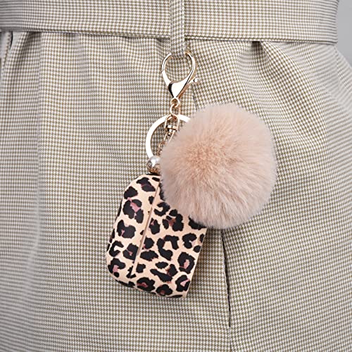 AirPods Pro Case AIRSPO AirPods Pro (1st Generation) Case Cover Floral Printed Silicone Protective Skin for Women, Girls with Pom Pom Fur Ball Keychain/Accessories (Beige/Cheetah)