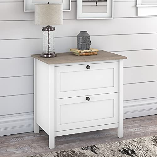 Bush Furniture Mayfield 2 Drawer Lateral File Cabinet, Pure White and Shiplap Gray