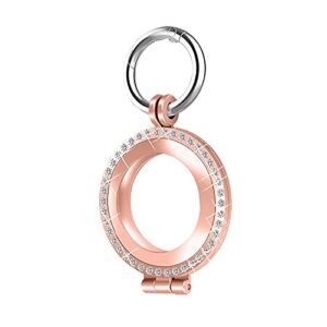 guppy protective case for airtag finder, luxury bling shiny crystal rhinestone diamond metal tracker holder anti-scratch shockproof protective skin cover with keychain ring for airtags rose gold